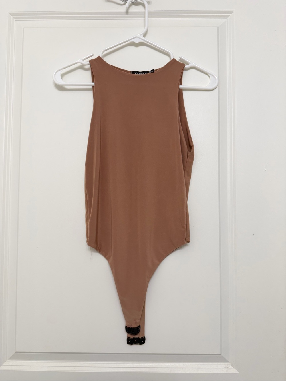 Boohoo Seamless High-Neck Bodysuit in Taupe Brown